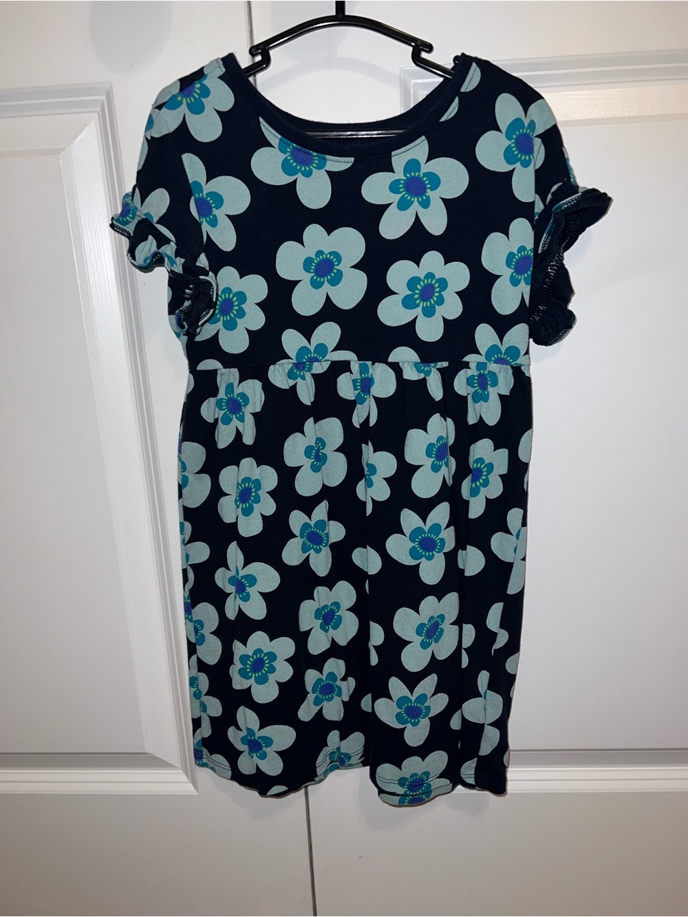 Old Navy Navy and Teal Floral Short Sleeve Dress